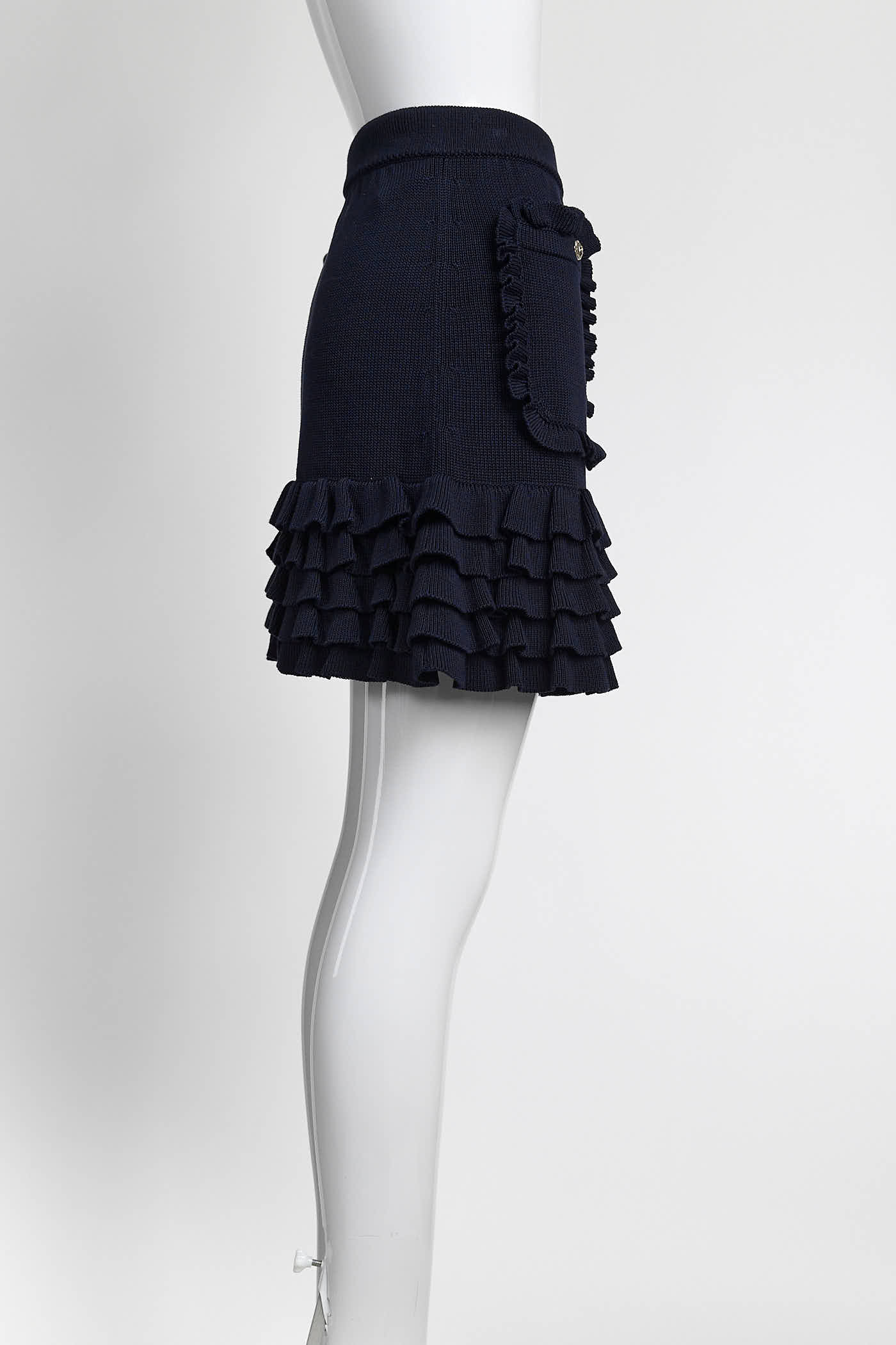 Chanel Navy Knit Skirt 40
