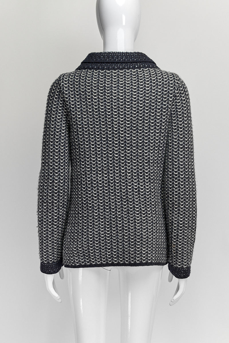 Chanel Navy Cashmere Knit Jacket FR36