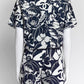 Chanel Navy/White Camellia Pattern Shirt/Short Set 34