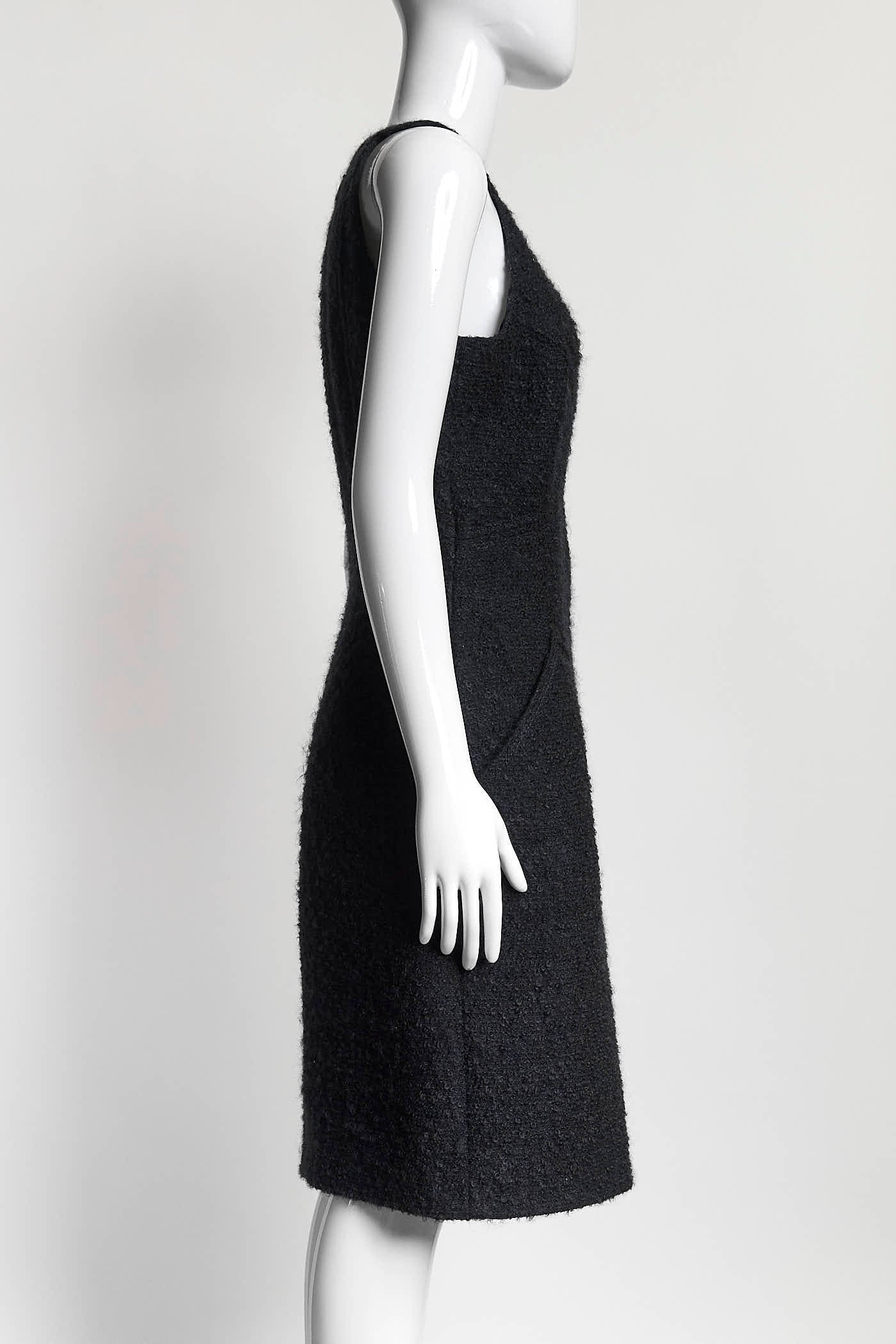 Chanel Navy Wool Sheath Dress 38