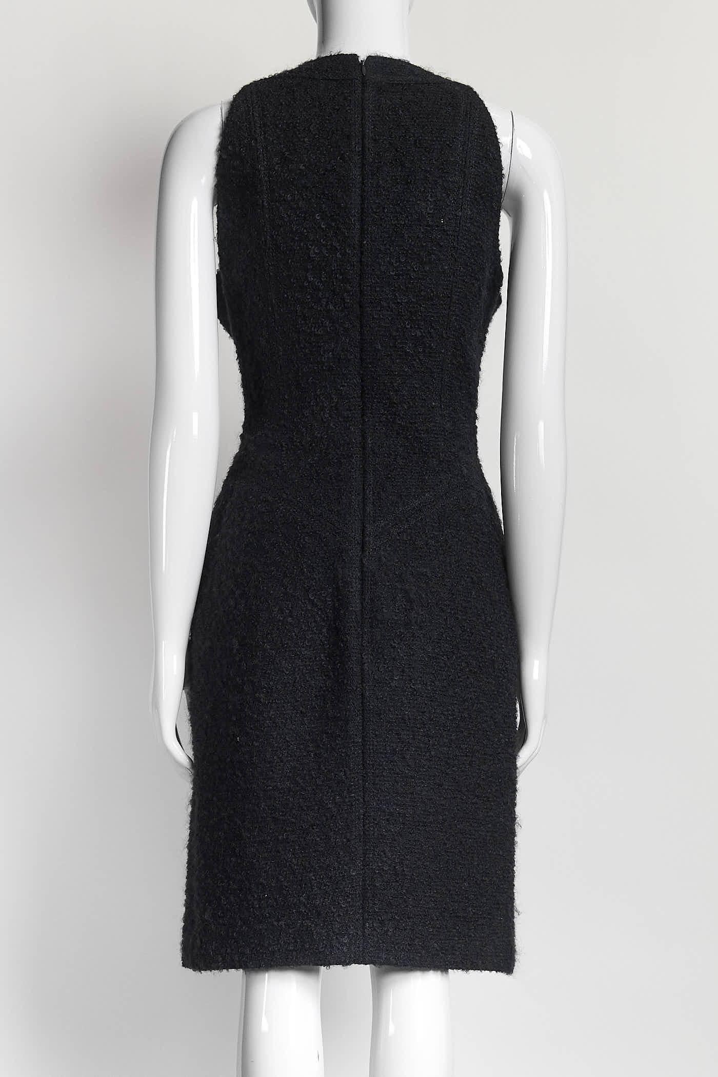 Chanel Navy Wool Sheath Dress 38