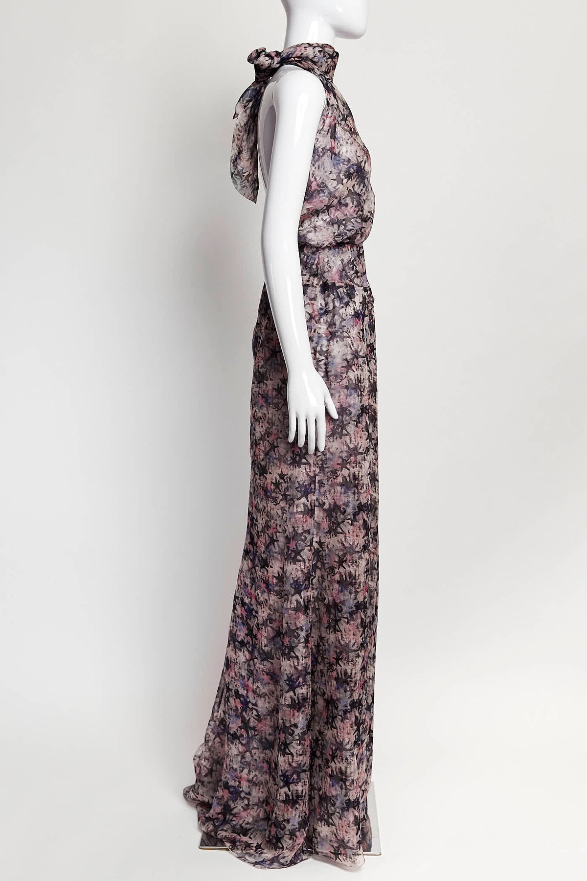 Chanel Pink and Purple Stars Printed Dress 38