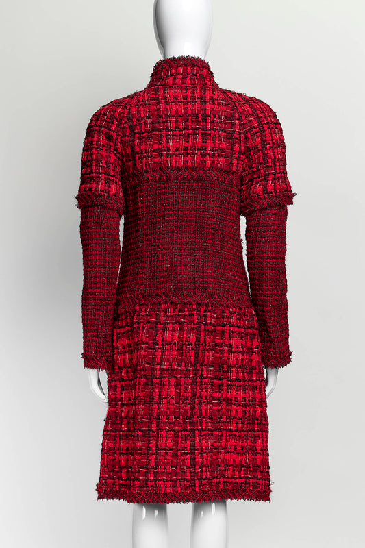 Chanel Red Tweed Coat Dress 38