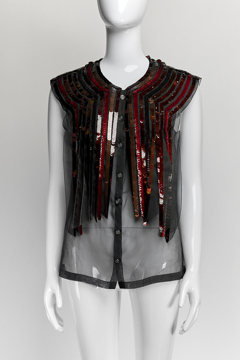 Chanel Sequin Tool Tank Blouse 42