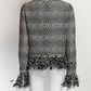 Chanel Silk Black/White Blouse with Feather 38