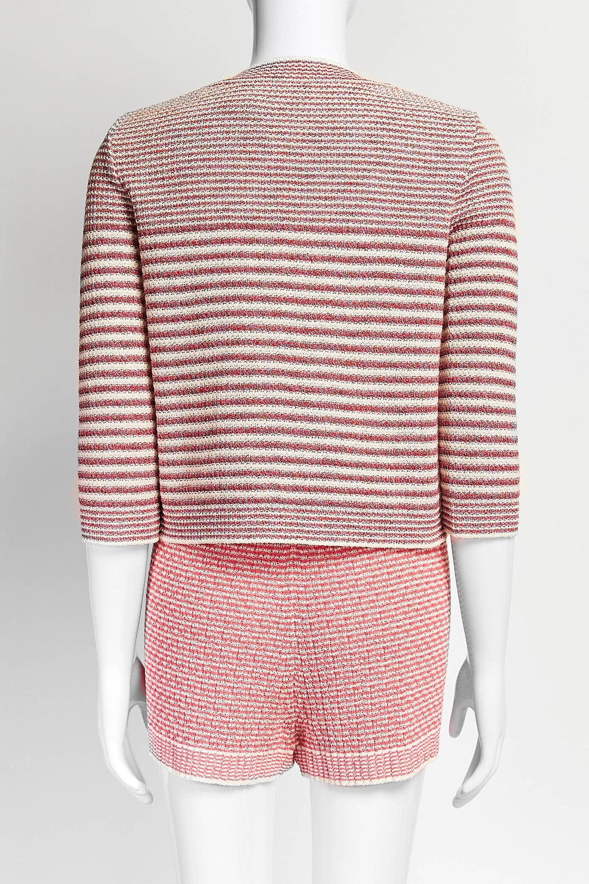 Chanel Spring/Summer 2015 Pink Striped Cardigan with Short 34
