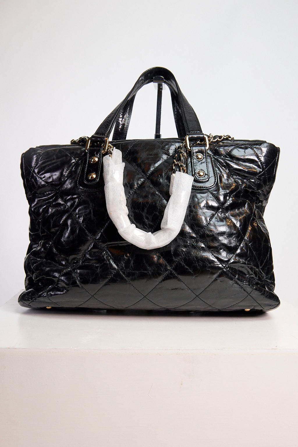 Chanel Tote Portobello Quilted Glazed Large Black