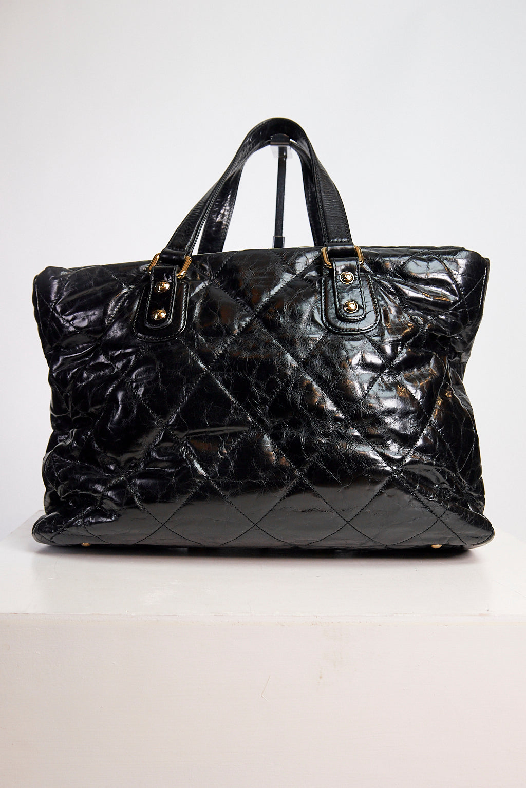 Chanel Tote Portobello Quilted Glazed Large Black