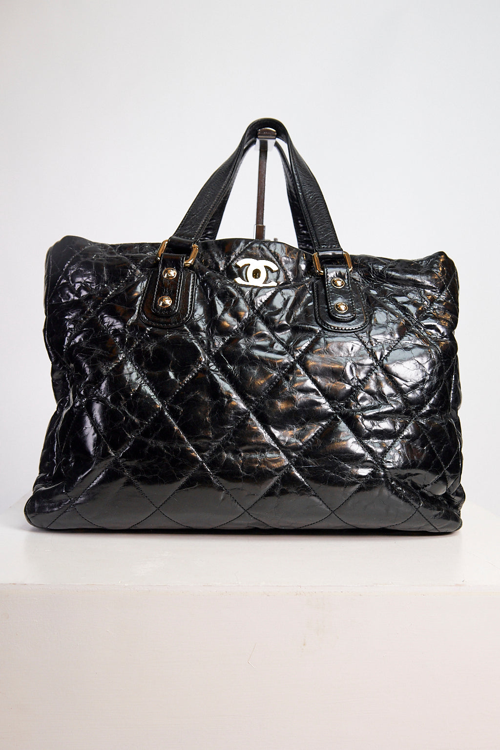 Chanel Tote Portobello Quilted Glazed Large Black