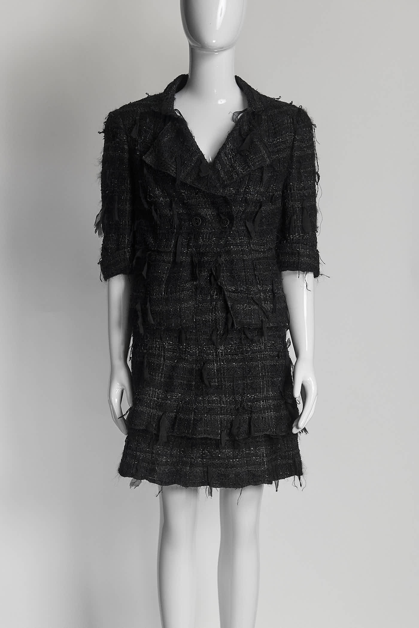 Chanel Vintage 05A Black Lesage Tweed Lace Metallic CC button 40