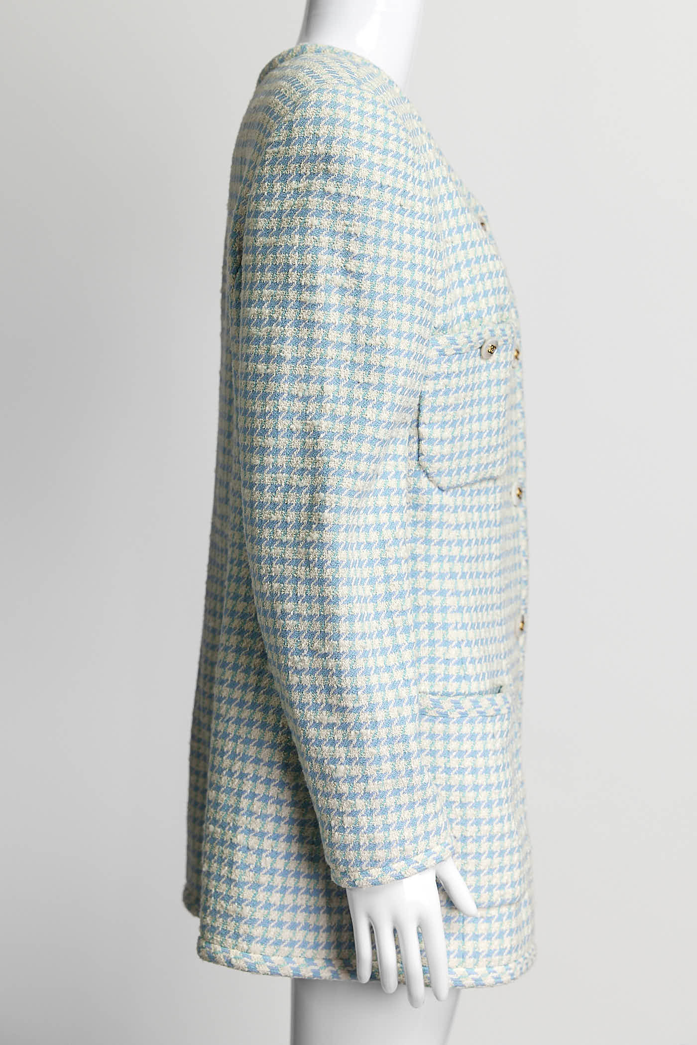 Chanel Vintage 1997 Blue/White Tweed Jacket 46