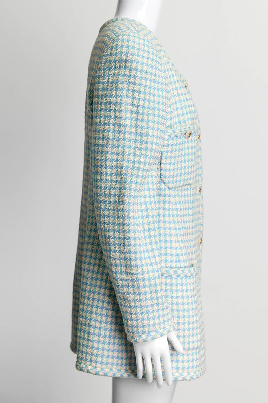 Chanel Vintage 1997 Blue/White Tweed Jacket 46