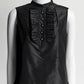 Chanel Vintage Black Silk Sleeveless Blouse with Buttons Detail 38