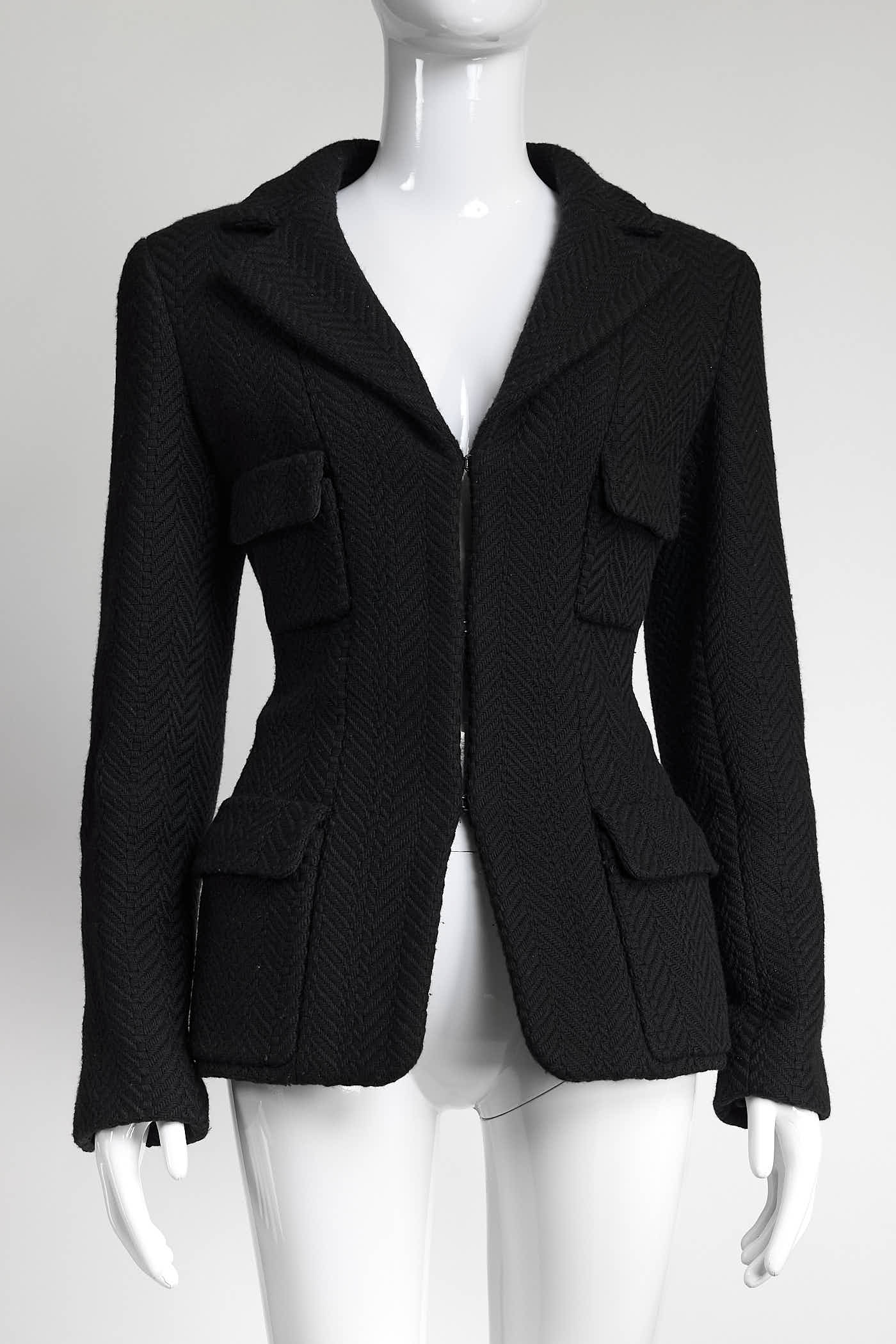 Chanel Vintage Black Wool Blazer 40