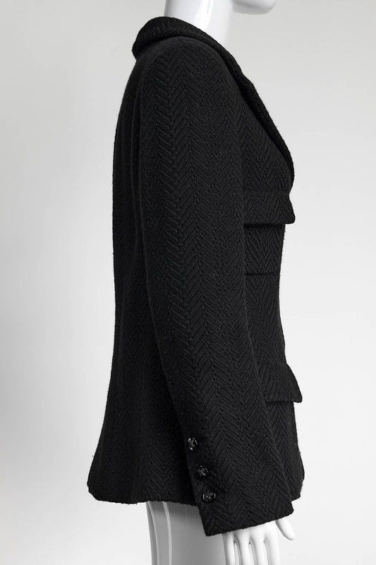 Chanel Vintage Black Wool Blazer 40