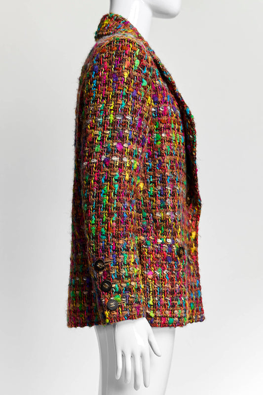 Chanel Vintage Red/Purple Multicolor Tweed Blazer 36