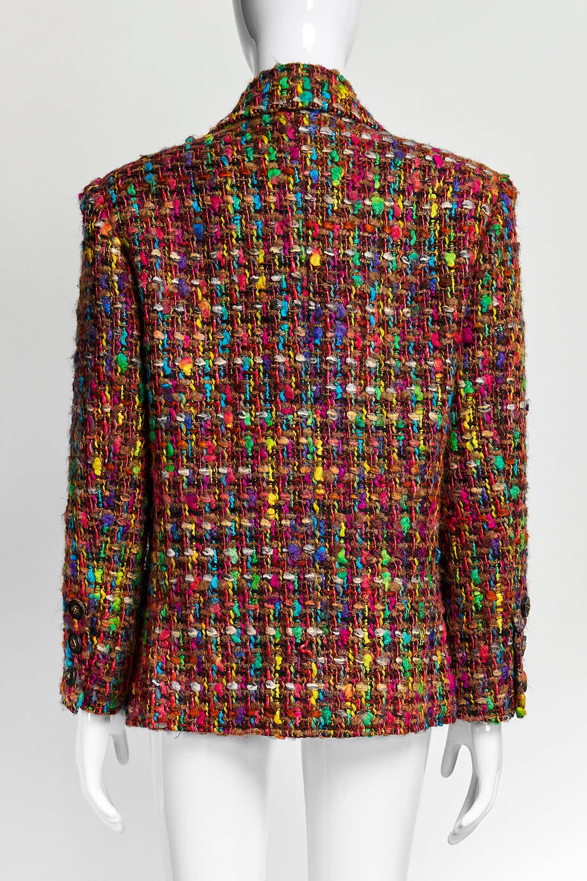 Chanel Vintage Red/Purple Multicolor Tweed Blazer 36