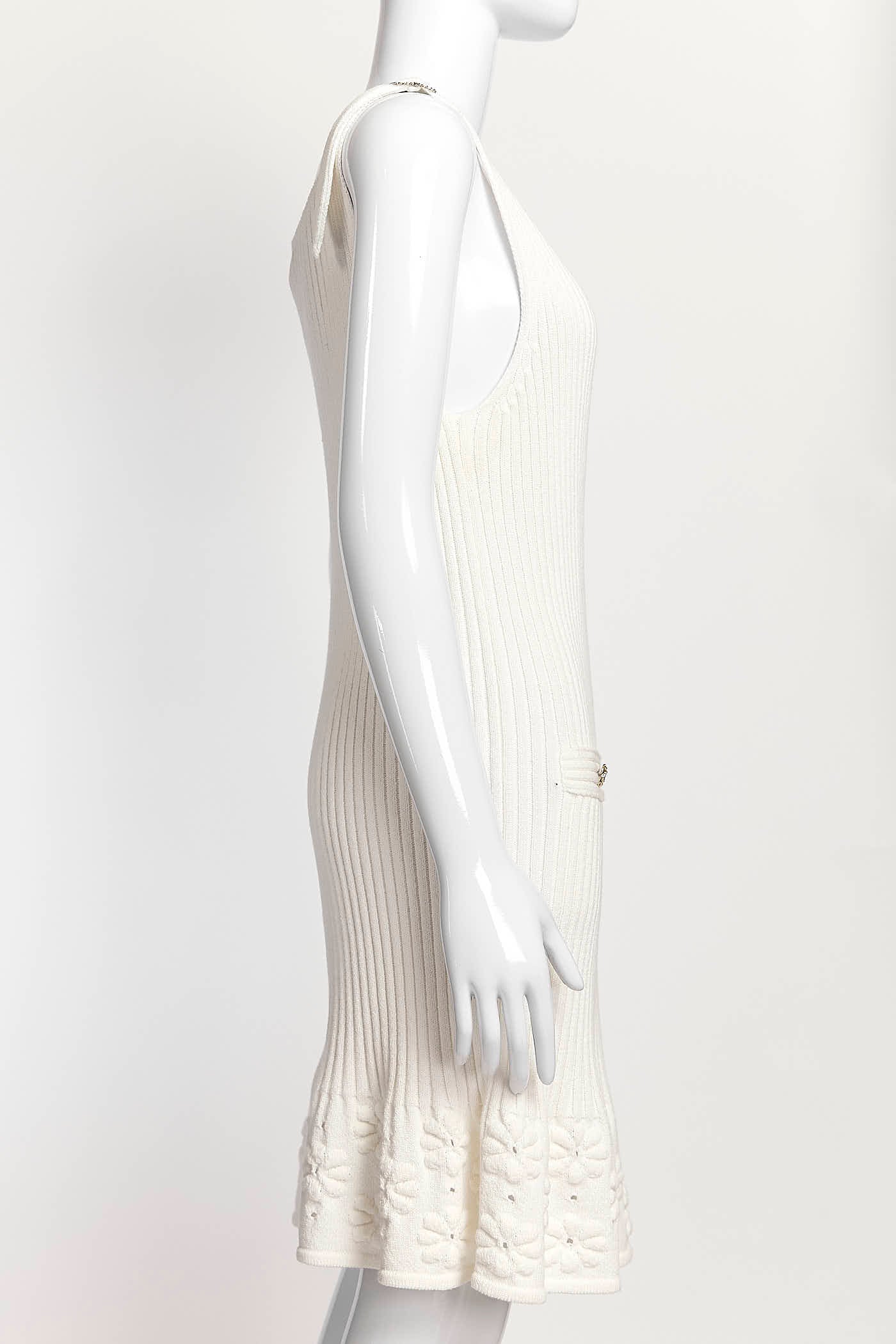 Chanel White Kint Dress 38