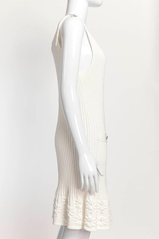 Chanel White Kint Dress 38