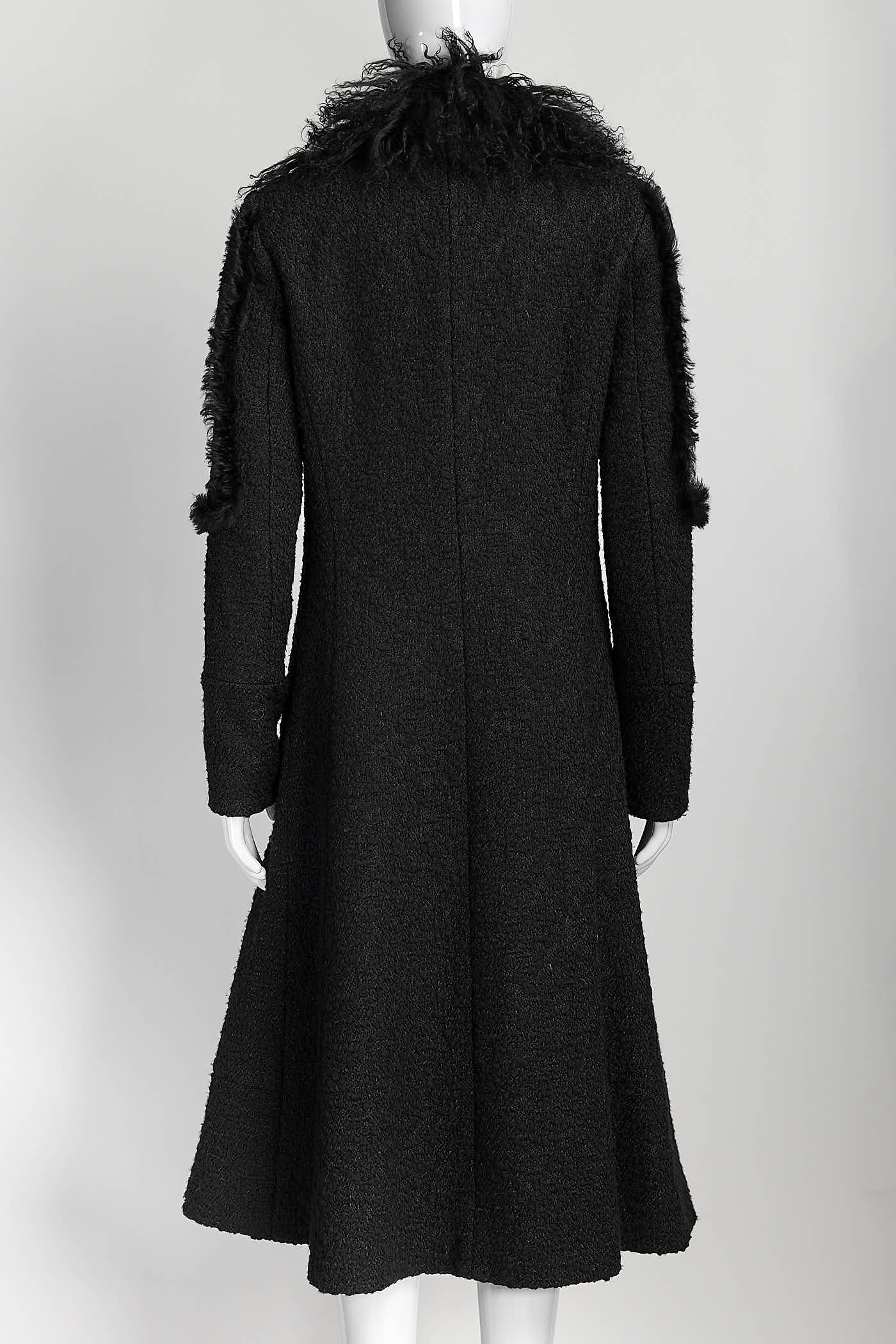 Chloe Black Wool Coat with Fur Detail on Collar 38