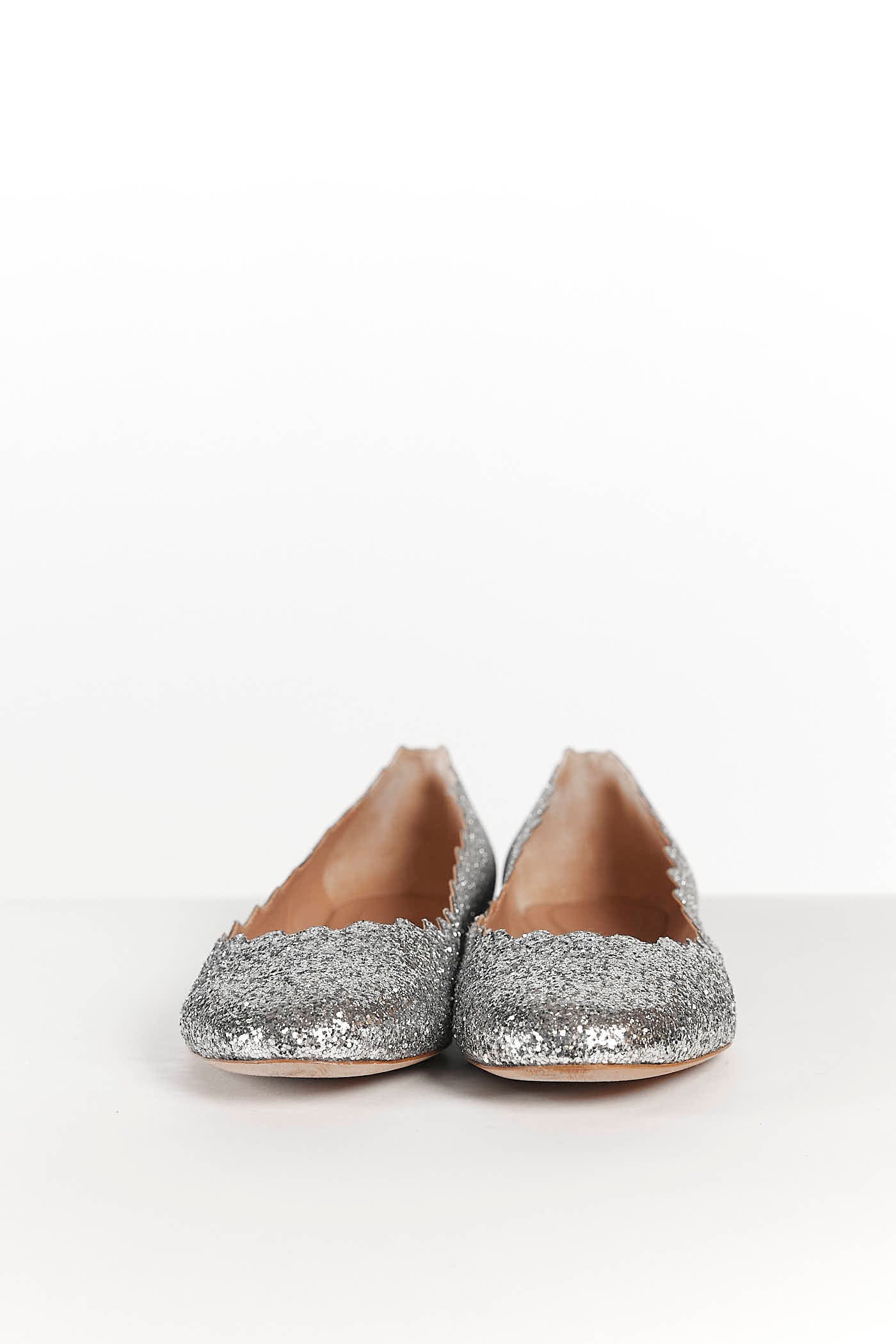 Chloe Silver Sparkle Flats 41
