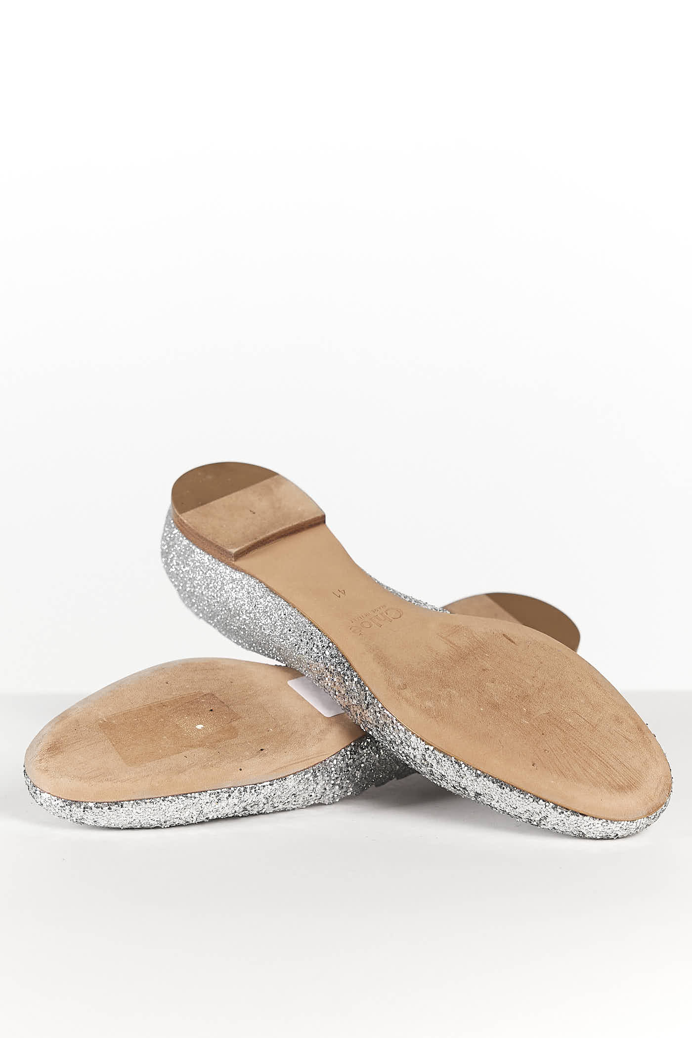 Chloe Silver Sparkle Flats 41