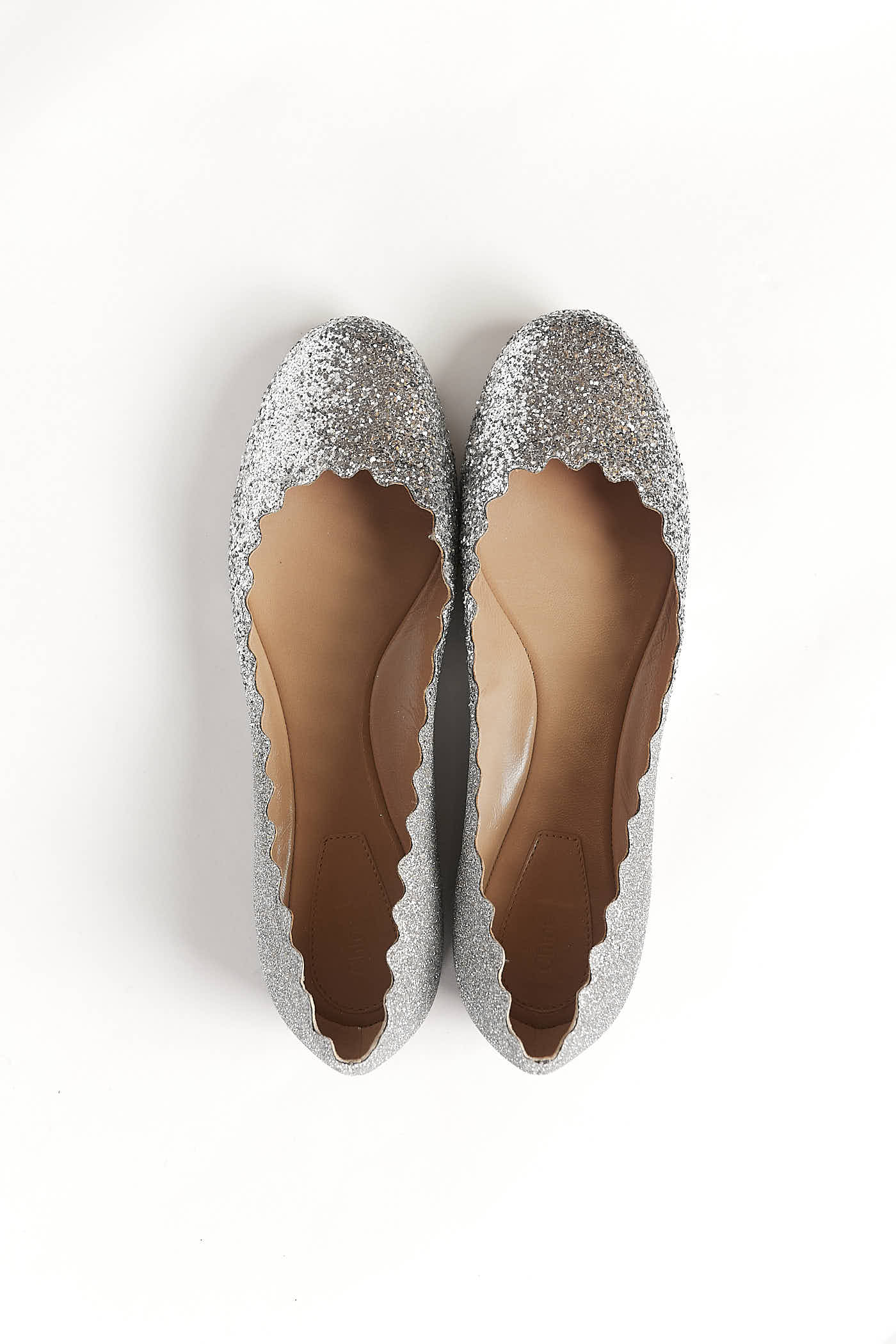 Chloe Silver Sparkle Flats 41