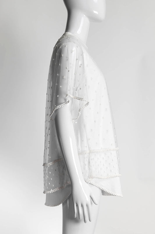 Chloe White Dentell Blouse L