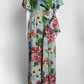 Dolce & Gabbana Blue with Floral Printed Silk Jumpsuit 40