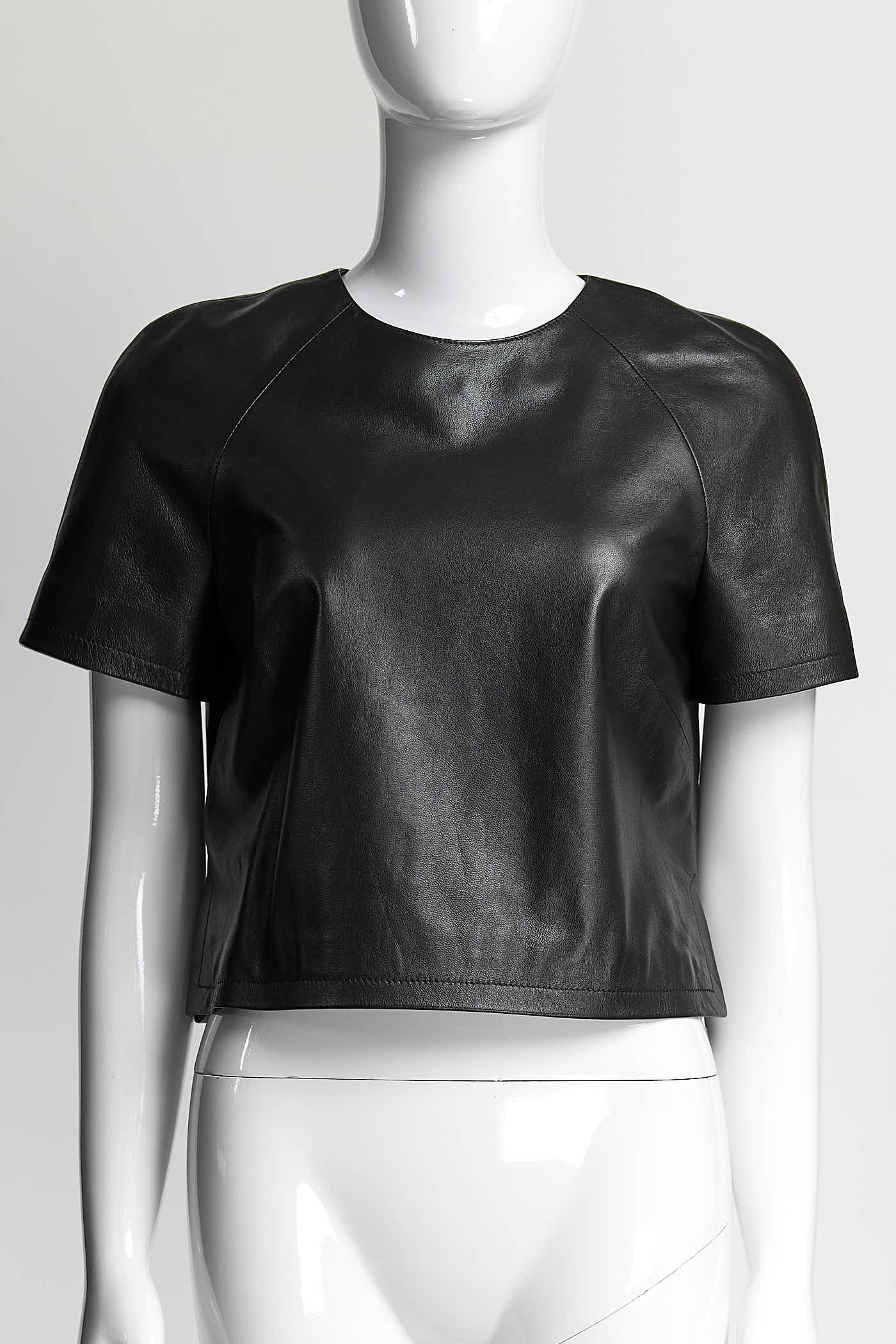 Christian Dior Black Leather Short-sleeved Top F34 US2