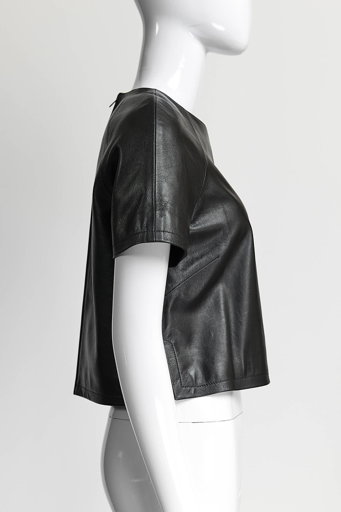 Christian Dior Black Leather Short-sleeved Top F34 US2