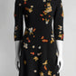 Christian Dior Black Wool Knit Floral Embroidered Dress 38