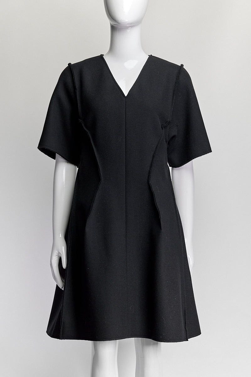 Christian Dior Black Wool Short-sleeved Dress IT 44