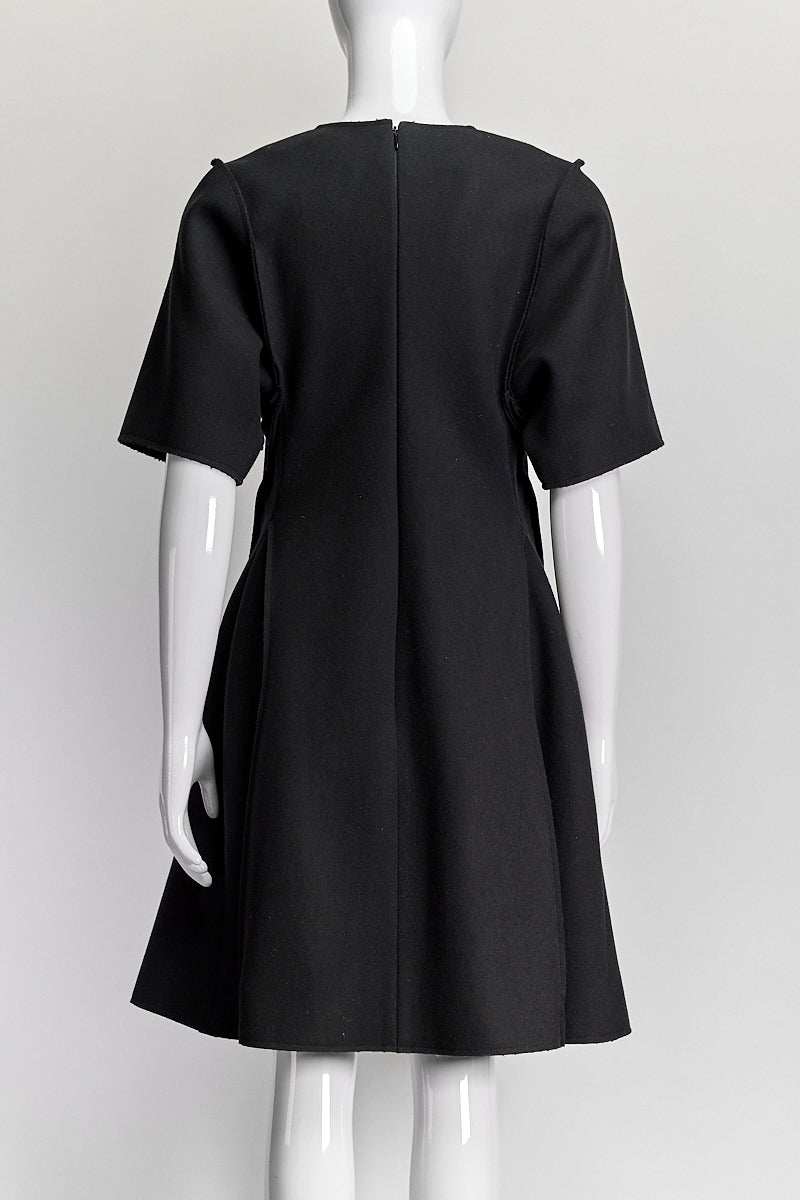 Christian Dior Black Wool Short-sleeved Dress IT 44