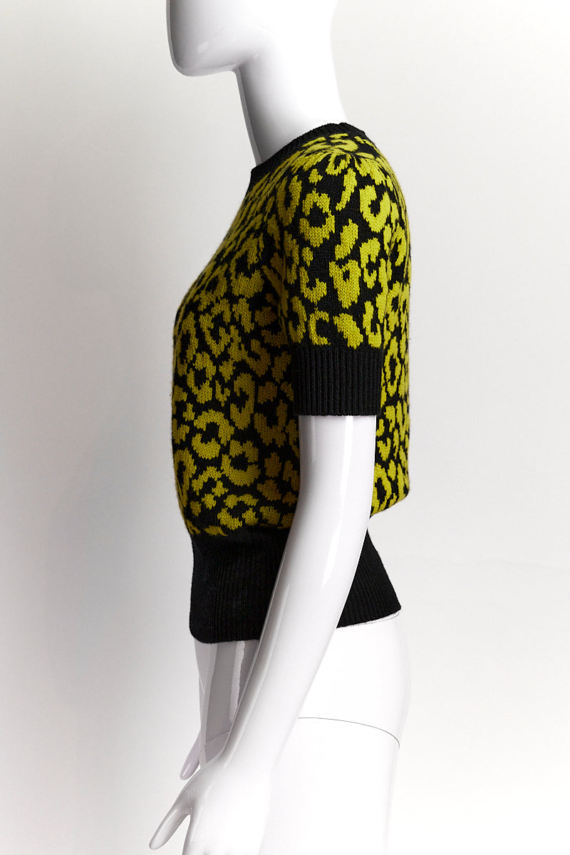 Christian Dior Black/Yellow Leopard Print Sweater US6