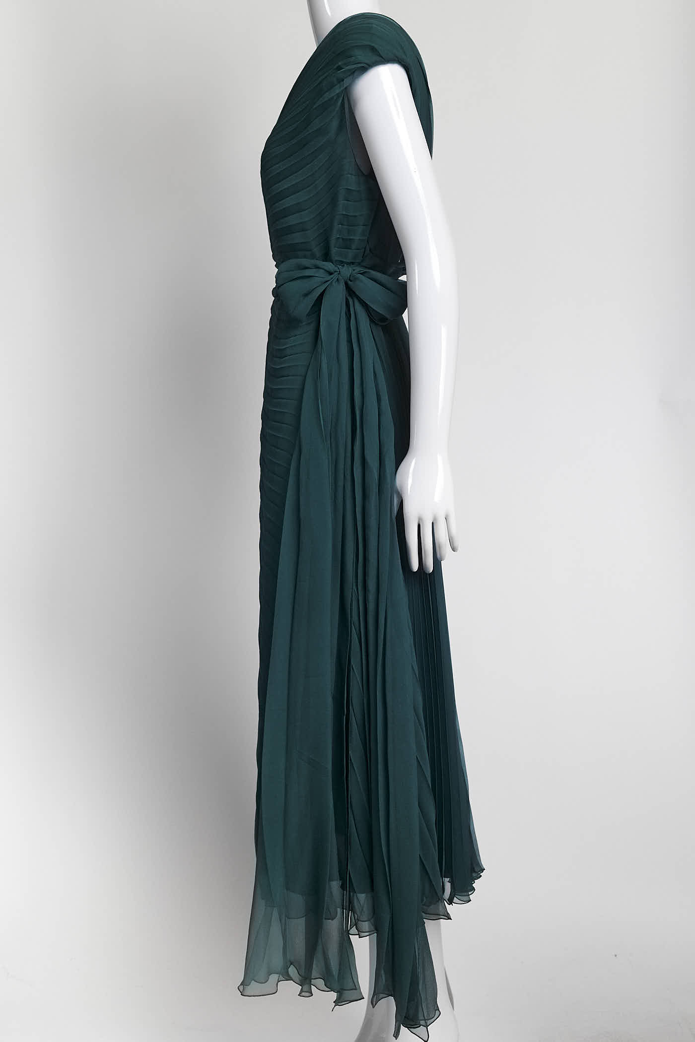 Christian Dior Green Silk Chiffon Dress 38