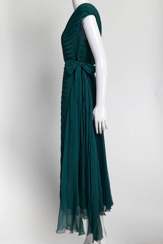 Christian Dior Green Silk Chiffon Dress 38