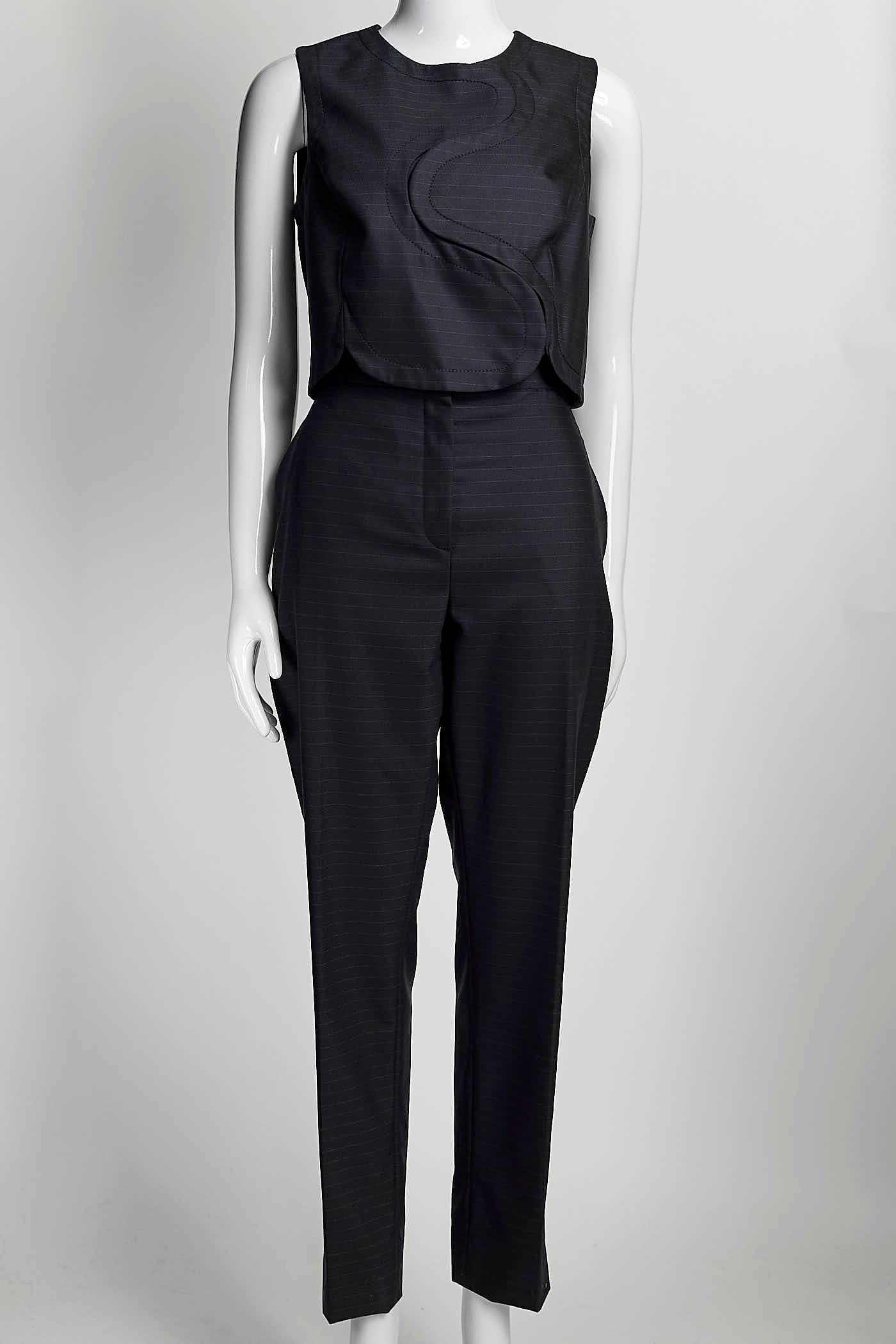 Christian Dior Navy Striped Runway Suit Top/ Blazer/ Pant FR38