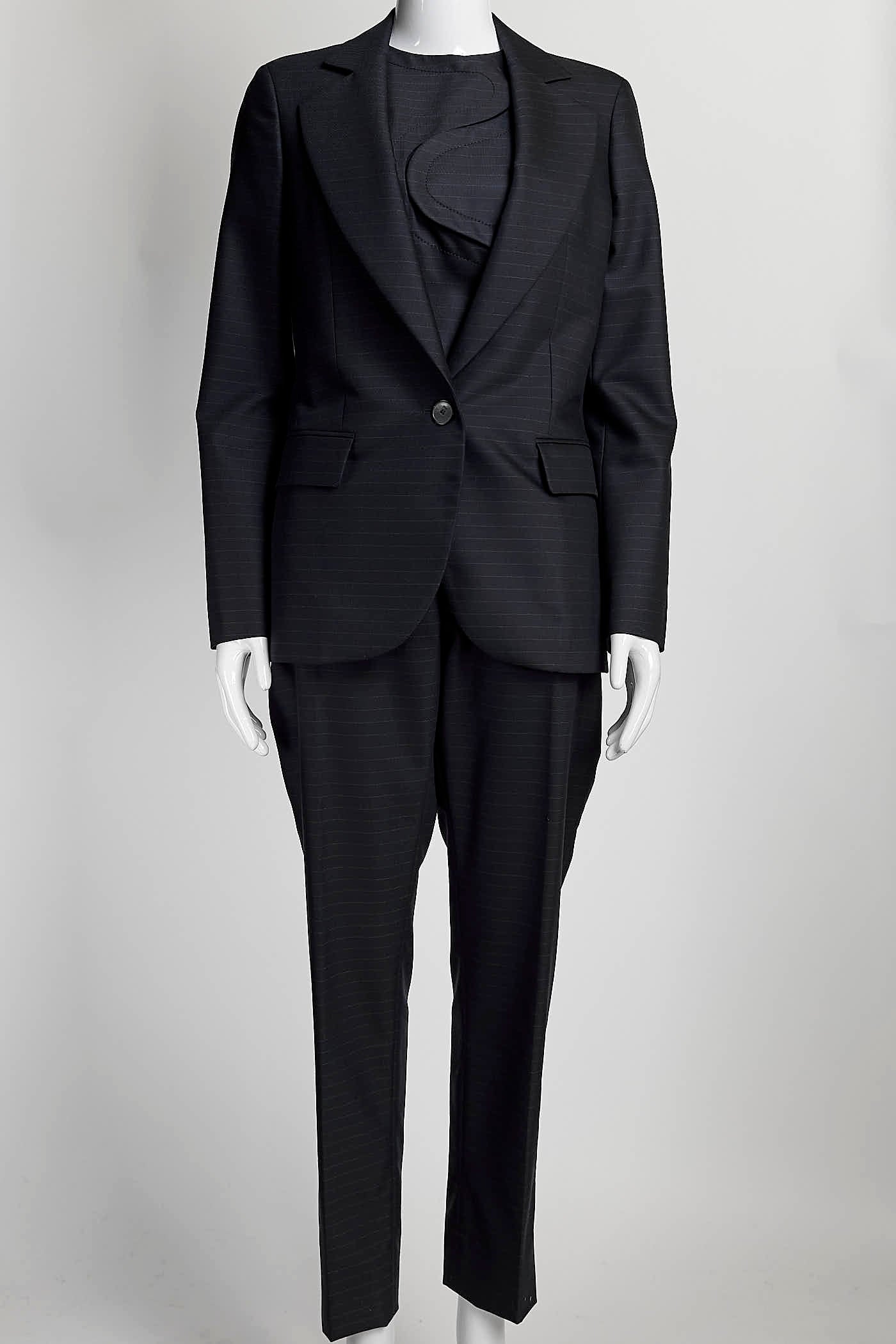 Christian Dior Navy Striped Runway Suit Top/ Blazer/ Pant FR38