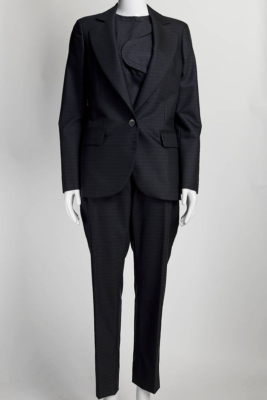 Christian Dior Navy Striped Runway Suit Top/ Blazer/ Pant FR38