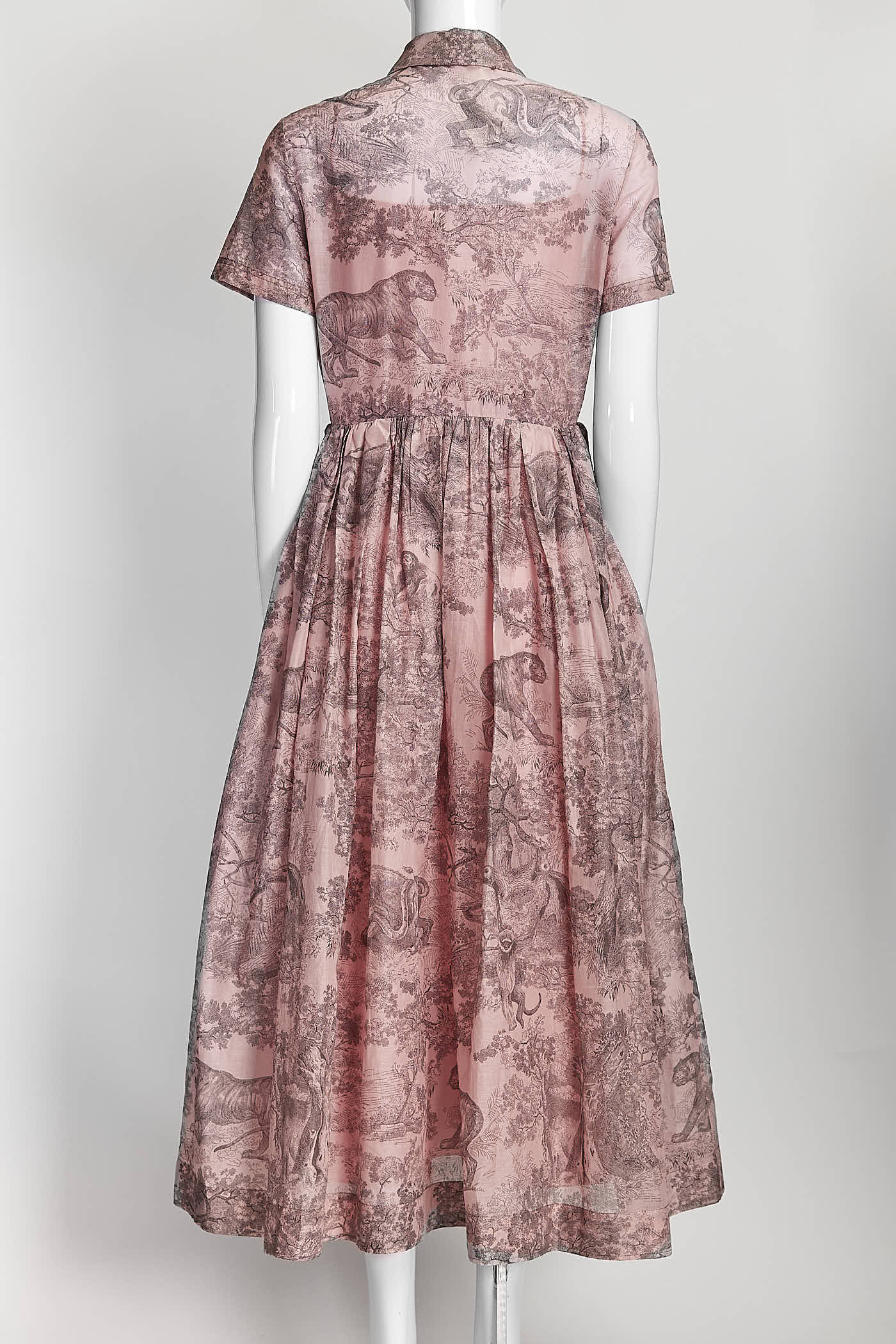 Christian Dior Pink Cotton Toile de Jouy Printed Dress 38