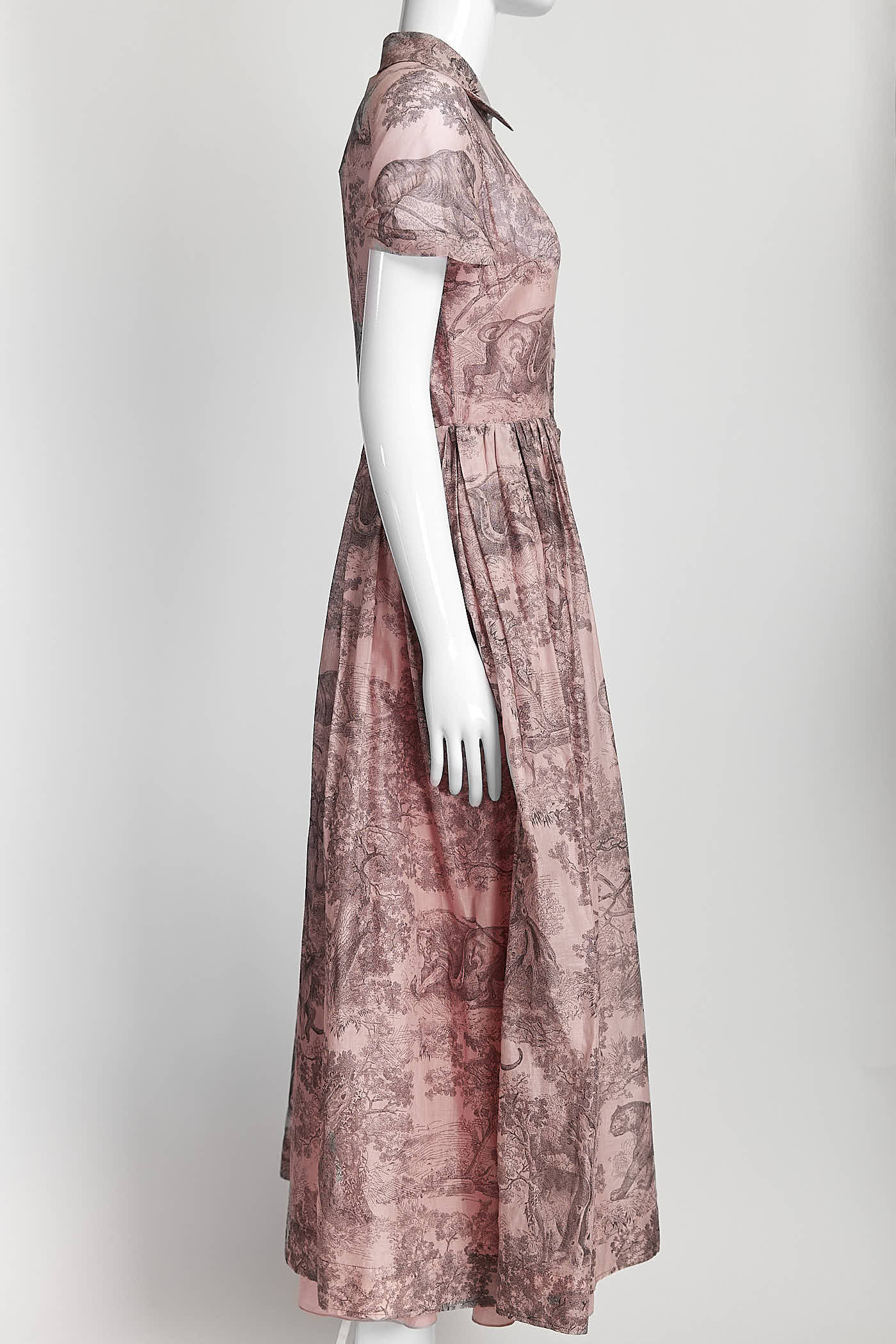 Christian Dior Pink Cotton Toile de Jouy Printed Dress 38