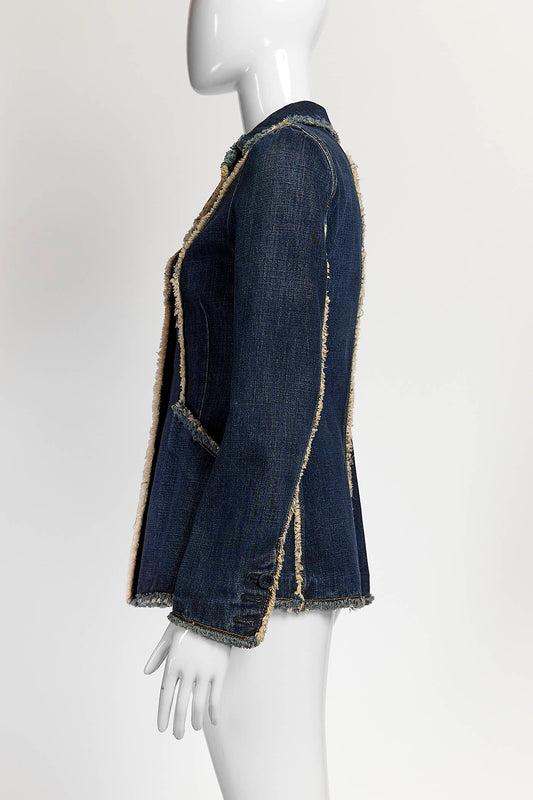 Christian Dior Raw Edge Denim Bar Jacket FR36