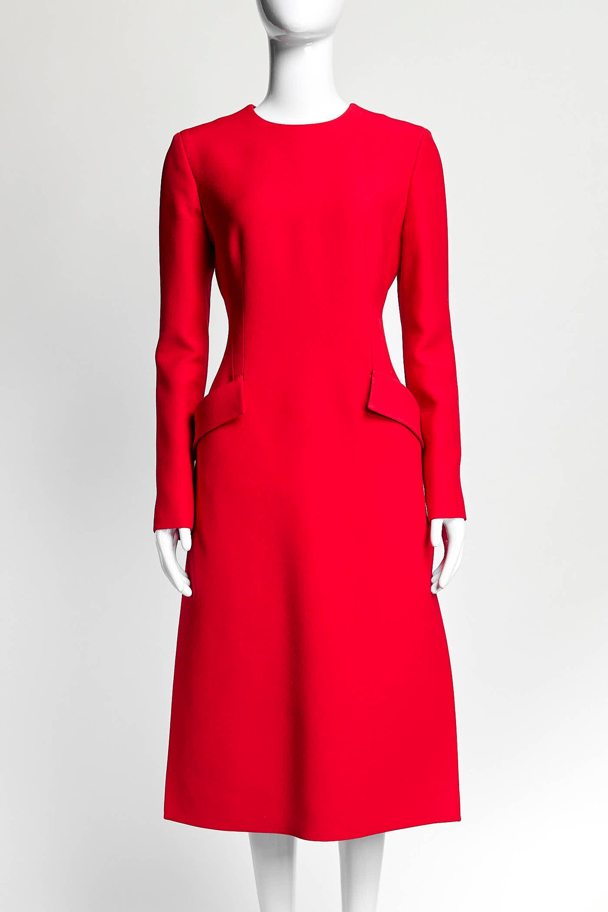 Christian Dior Red Wool Longsleeve Dress 38