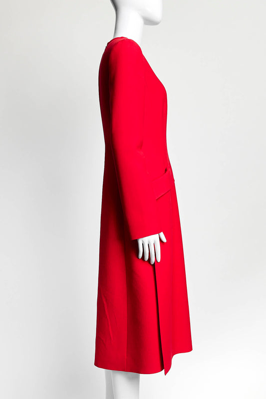 Christian Dior Red Wool Longsleeve Dress 38
