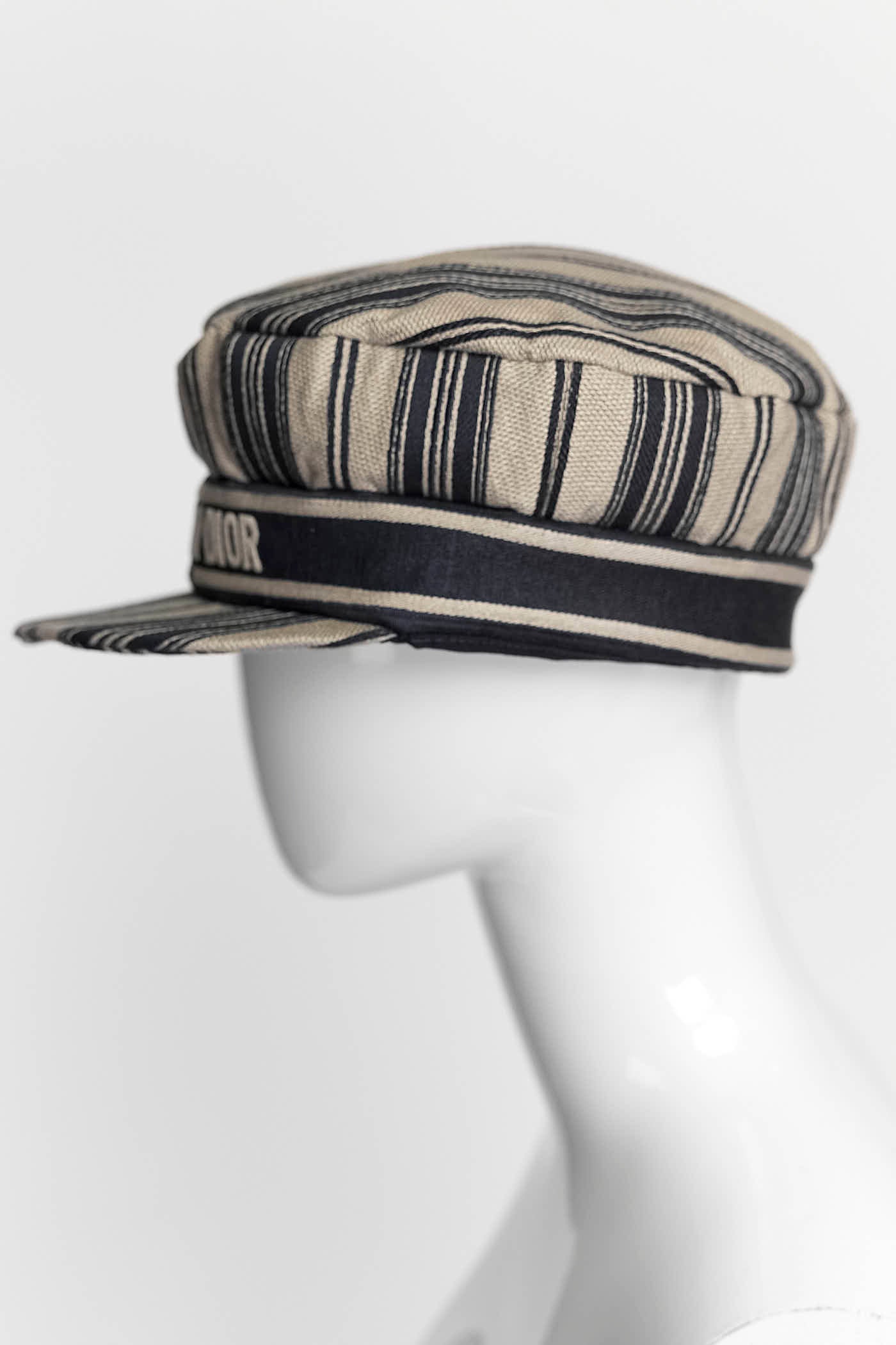 Christian Dior Striped Cotton Bayadere Newsboy Hat 58