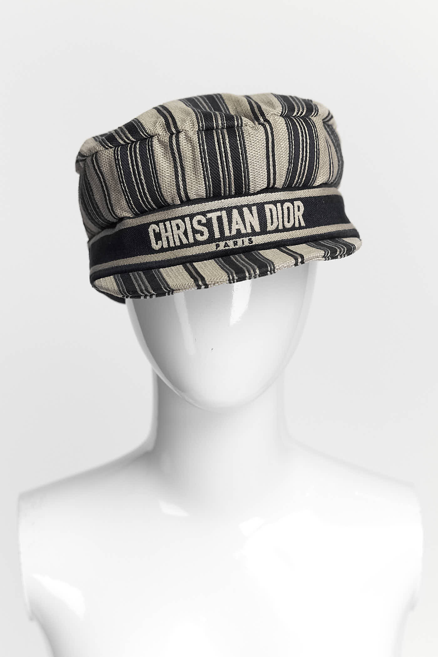 Christian Dior Striped Cotton Bayadere Newsboy Hat 58
