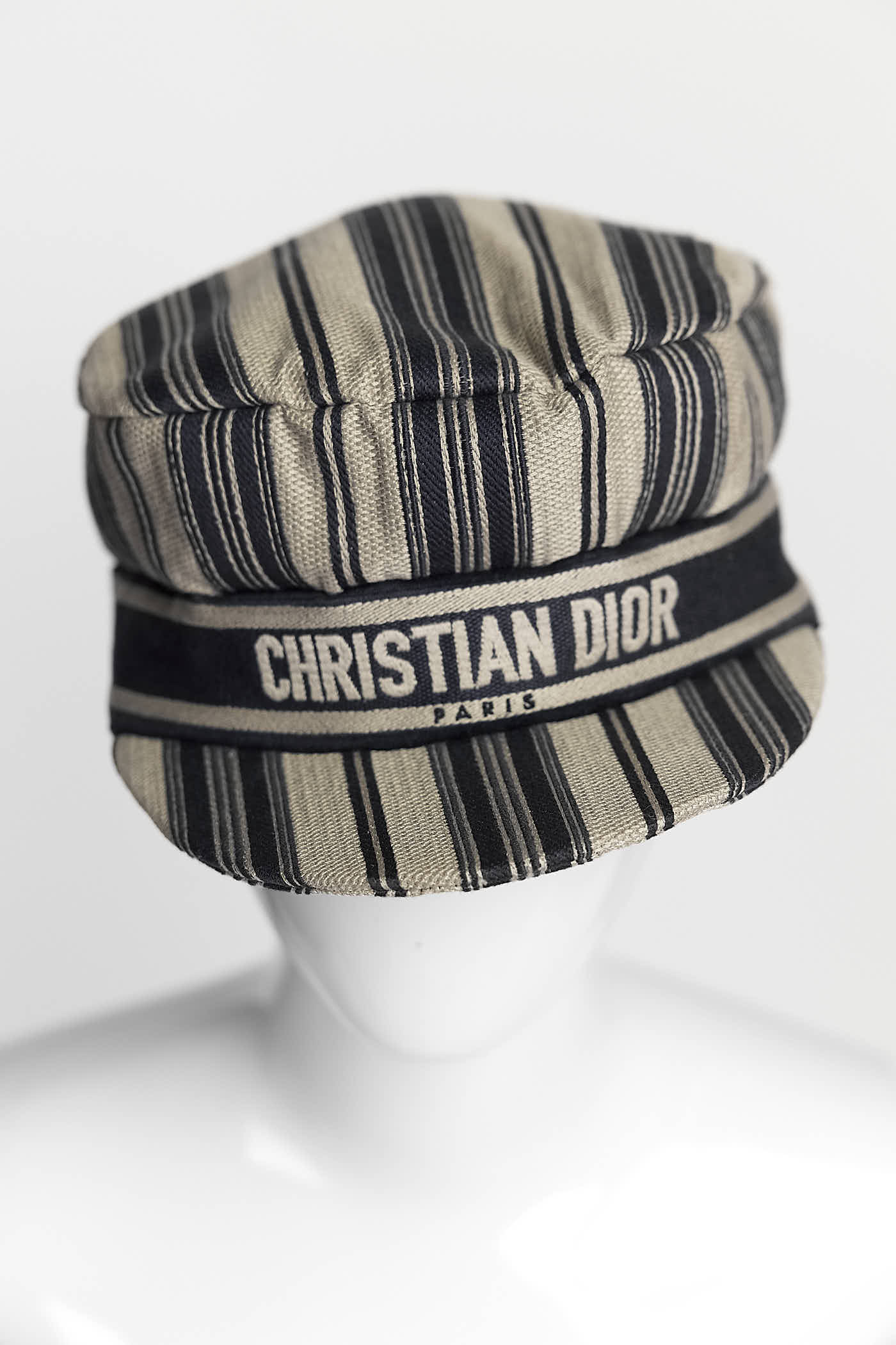 Christian Dior Striped Cotton Bayadere Newsboy Hat 58