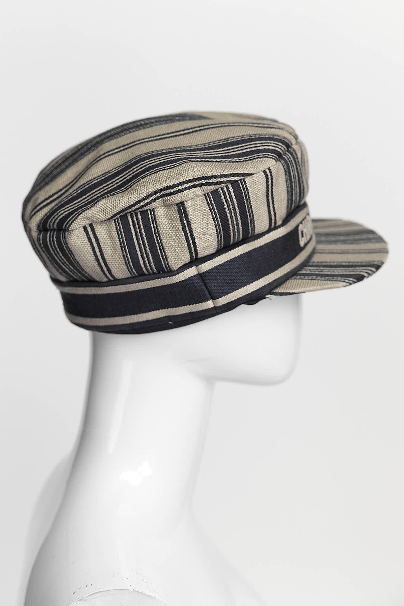 Christian Dior Striped Cotton Bayadere Newsboy Hat 58