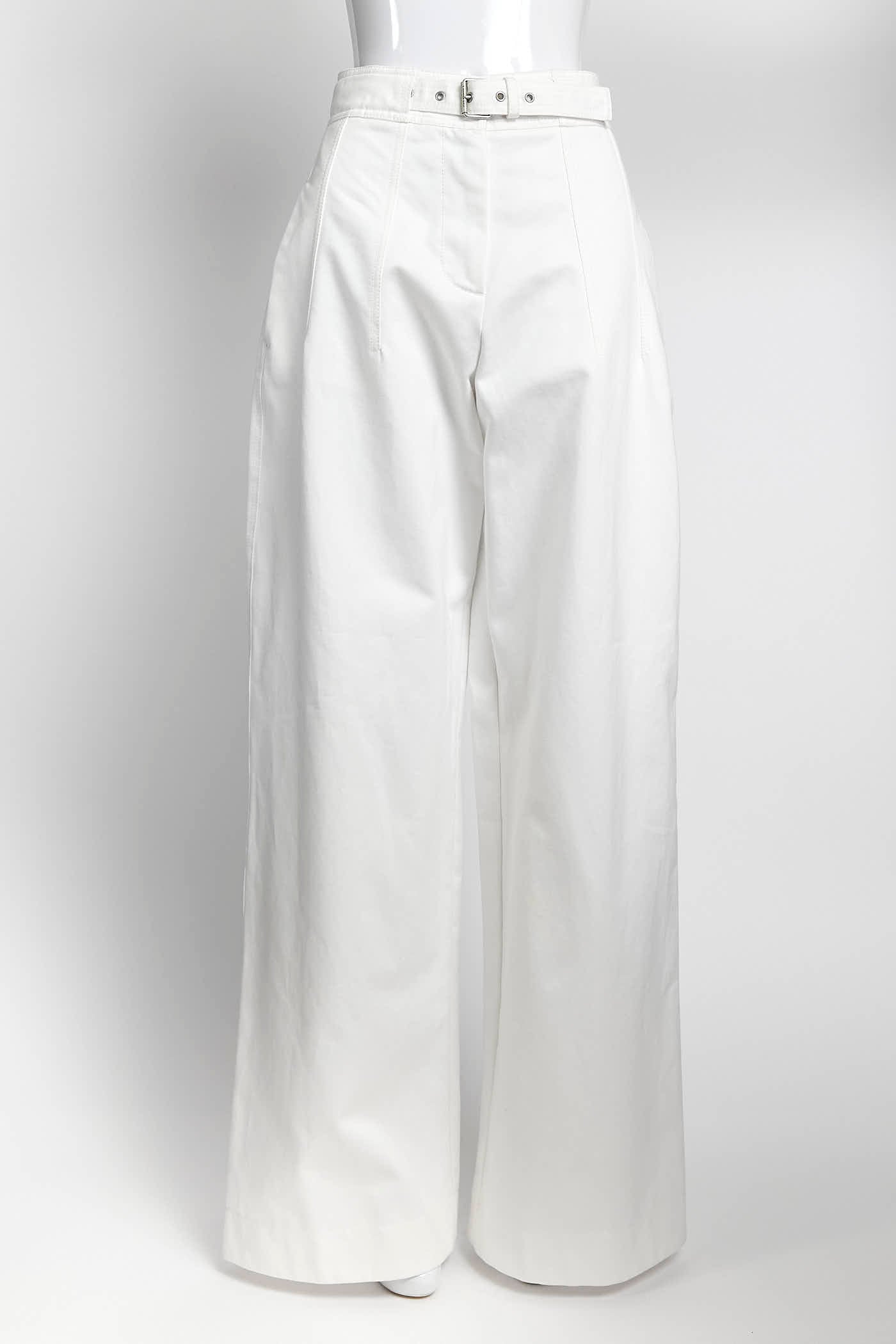 Christian Dior White Wide Cotton Jeans 4